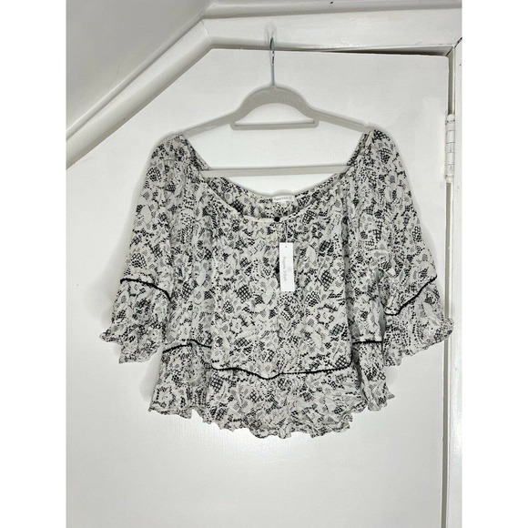 Poupette St Barth Eva V Print Mini Blouse one size MSRP $235 - Picture 2 of 9